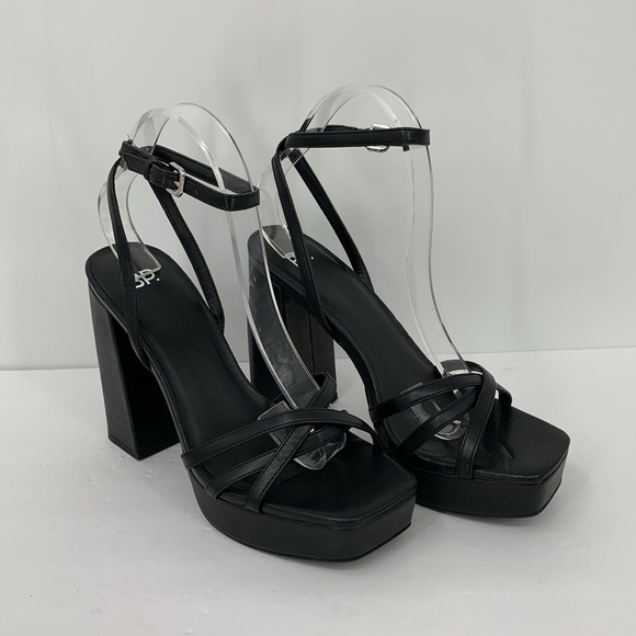 BP Nordstrom Tavey strappy platform chunky heel shoe sandal chunky black new 9 - Picture 2 of 6